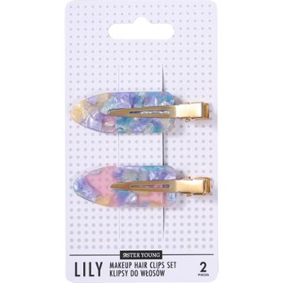 Sister Young Lily - klipsy do włosów do makijażu, różne kolory, 2szt Pink Blue | Różowo-Niebieski