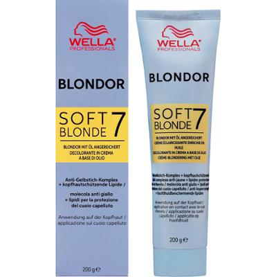 Wella Blondor Soft Blonde 7 - delikatny rozjaśniacz do włosów w kremie, 200g
