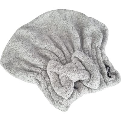 DeniCarte Turban do włosów z kokardką, ręcznik szybkoschnący z mikrofibry, szary