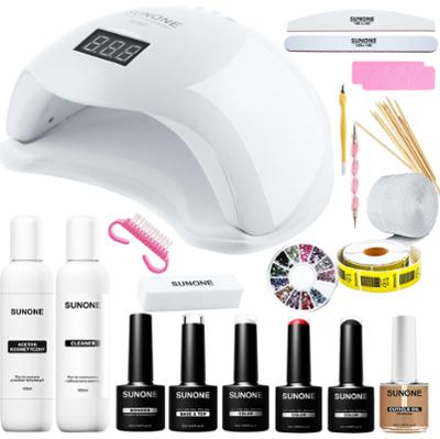 SunOne S02 - Zestaw manicure hybrydowego, lampa, akcesoria i kosmetyki do paznokci