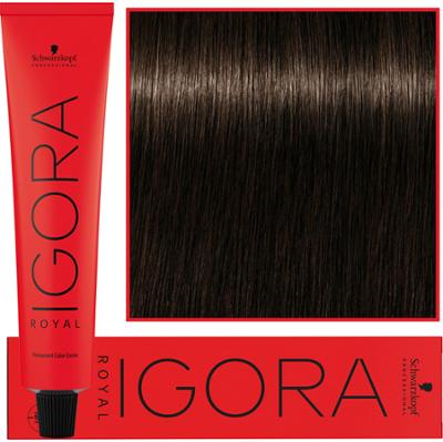Schwarzkopf Professional Igora Royal - trwała farba do włosów o innowacyjnej formule, 60ml 4-0 | Średni Brąz Naturalny