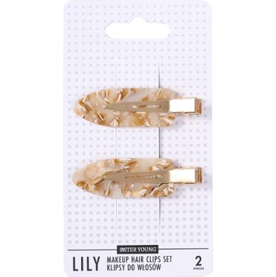 Sister Young Lily - klipsy do włosów do makijażu, różne kolory, 2szt Milk Apricot | Mleczno-Brzoskwiniowy