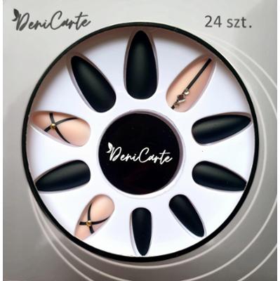 Deni Carte Tipsy Art - sztuczne paznokcie w ozdobnych wzorach, bez UV Nude & Black | Cielisto-Czarny