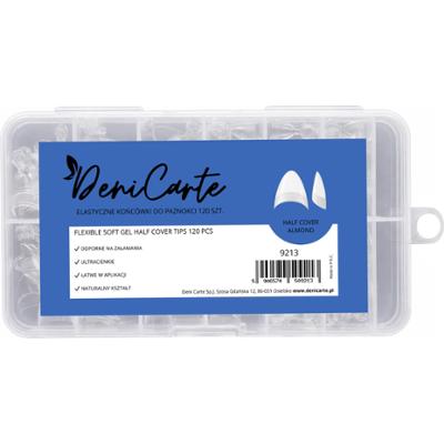 DeniCarte Tipsy Flexible Short Almond Half Cover – elastyczne tipsy do stylizacji paznokci 120 szt.