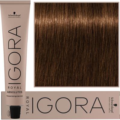 Schwarzkopf Professional Igora Royal Absolutes - trwała farba do włosów z kolagenem, 60ml 8-60 | Jasny Blond Czekoladowo Naturalny