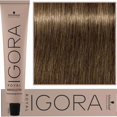 Schwarzkopf Professional Igora Royal Absolutes - trwała farba do włosów z kolagenem, 60ml 7-50 | Średni Blond Złoty Naturalny