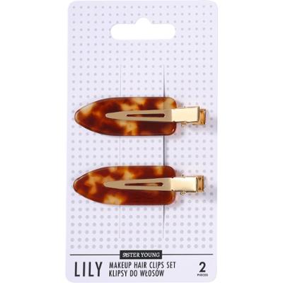 Sister Young Lily - klipsy do włosów do makijażu, różne kolory, 2szt Dark Brown | Ciemny Brąz