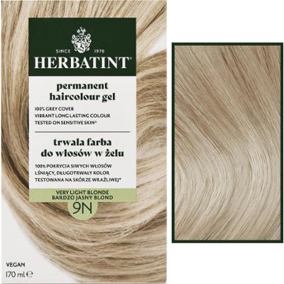 Herbatint Permanent Haircolour Gel – trwała, ziołowa farba do włosów w żelu, 170ml 9N | Bardzo Jasny Blond