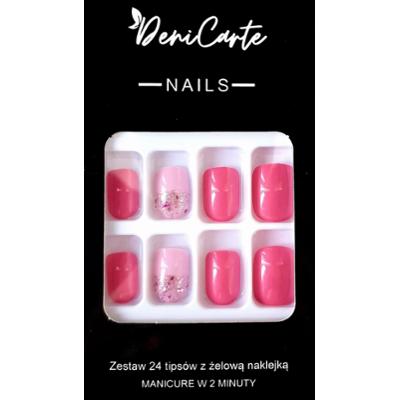 DeniCarte Tipsy Square - zestaw sztucznych paznokci, różne kolory Intensive Pink | Intensywny Róż