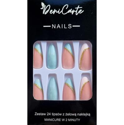 Deni Carte Tipsy French - sztuczne paznokcie w stylu francuskim, różne wzory White Blue French | Biało-Niebieski