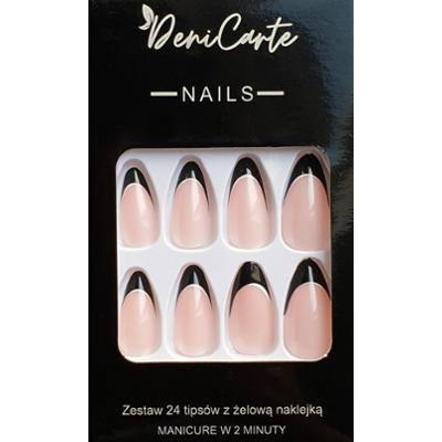 Deni Carte Tipsy French - sztuczne paznokcie w stylu francuskim, różne wzory Black French | Czarny