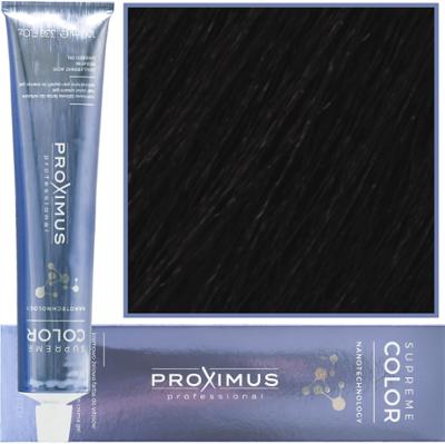Proximus Supreme Color Nanotechnology – profesjonalna farba do włosów z kwasem hialuronowym, 100ml 1 | Czarny