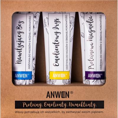 Anwen zestaw odżywek - do włosów o średniej porowatości Magnolia Irys Bez, 3x100ml
