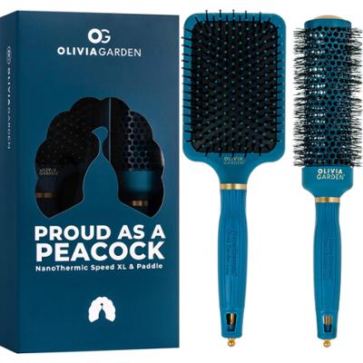 Zestaw Szczotek Olivia Garden Peacock - Paddle Brush + Speed XL 44mm
