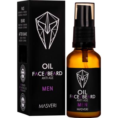 Masveri Face Beard Oil Anti Age - olejek do pielęgnacji twarzy i brody, przeciwstarzeniowy, 30ml