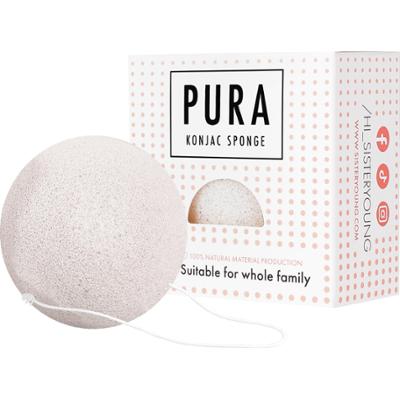 Pura Konjac Sponge Sister Young - ekologiczna gąbka do mycia twarzy, różne kolory White | Biały