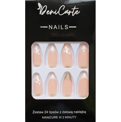 Deni Carte Tipsy French - sztuczne paznokcie w stylu francuskim, różne wzory White French Flower | Białe Kwiatki