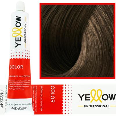 Alfaparf Yellow - trwała farba do włosów z aloesem i kiełkami pszenicy, 100ml 6,7 | Ciemny Matowy Blond