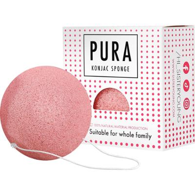 Pura Konjac Sponge Sister Young - ekologiczna gąbka do mycia twarzy, różne kolory Pink | Różowy