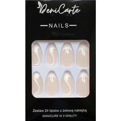 Deni Carte Tipsy French - sztuczne paznokcie w stylu francuskim, różne wzory White French Swirl | Białe Zawijasy