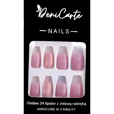DeniCarte Tipsy Square - zestaw sztucznych paznokci, różne kolory Light Purple | Jasny Fiolet