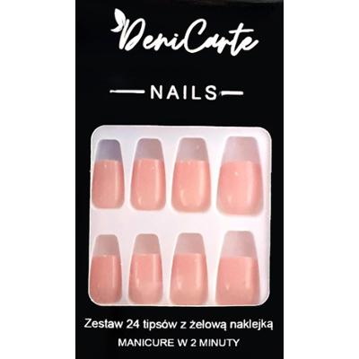 DeniCarte Tipsy Square - zestaw sztucznych paznokci, różne kolory Blush | Ciepły Róż