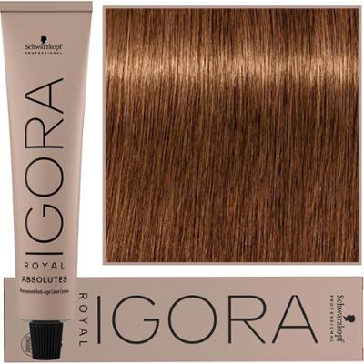 Schwarzkopf Professional Igora Royal Absolutes - trwała farba do włosów z kolagenem, 60ml 7-60 | Średni Blond Czekoladowy Naturalny