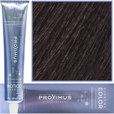 Proximus Supreme Color Nanotechnology – profesjonalna farba do włosów z kwasem hialuronowym, 100ml 4,18 | Popielato Kasztanowy Brąz