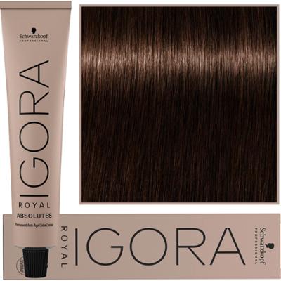 Schwarzkopf Professional Igora Royal Absolutes - trwała farba do włosów z kolagenem, 60ml 4-60 | Średni Brąz Czekoladowy Naturalny