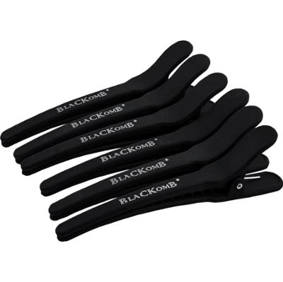 Poniks Blackomb - karbonowe klipsy fryzjerskie do włosów 11cm, 6szt
