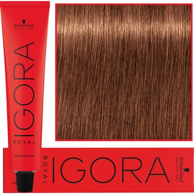 Schwarzkopf Professional Igora Royal - trwała farba do włosów o innowacyjnej formule, 60ml 7-57 | Średni Blond Złoty Miedziany
