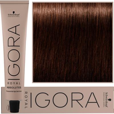 Schwarzkopf Professional Igora Royal Absolutes - trwała farba do włosów z kolagenem, 60ml 5-60 | Jasny Brąz Czekoladowy Naturalny