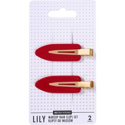 Sister Young Lily - klipsy do włosów do makijażu, różne kolory, 2szt Red | Czerwony