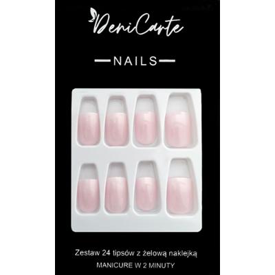 DeniCarte Tipsy Square - zestaw sztucznych paznokci, różne kolory Baby Boomer Ombre | Różowe Ombre