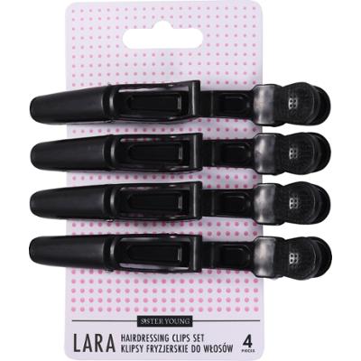 Sister Young Lara - klipsy fryzjerskie do włosów, różne kolory, 4szt. Black | Czarny