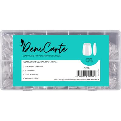 DeniCarte Tipsy Flexible Short Coffin – elastyczne tipsy do paznokci, 120 szt.