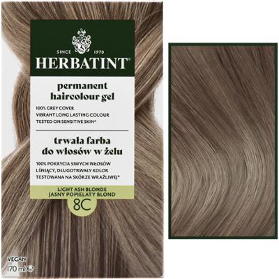 Herbatint Permanent Haircolour Gel – trwała, ziołowa farba do włosów w żelu, 170ml 8C | Jasny Popielaty Blond