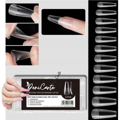 Deni Carte Tipsy Flexible Coffin - elastyczne tipsy, miekkie i przezroczyste, 120szt.