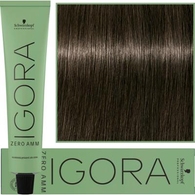 Schwarzkopf Professional Igora Zero Amm - profesjonalna farba do włosów bez amoniaku, 60ml 5-1  |  Jasny Brąz Cendre