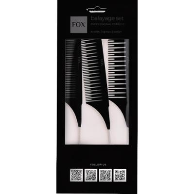 Fox Balayage Set Black - komplet grzebieni do balejażu, 3szt
