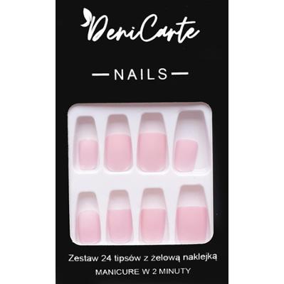 DeniCarte Tipsy Square - zestaw sztucznych paznokci, różne kolory Pink | Różowy