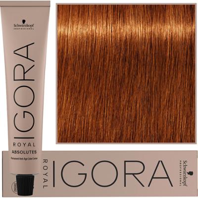 Schwarzkopf Professional Igora Royal Absolutes - trwała farba do włosów z kolagenem, 60ml 7-70 | Średni Blond Miedziano Naturalny