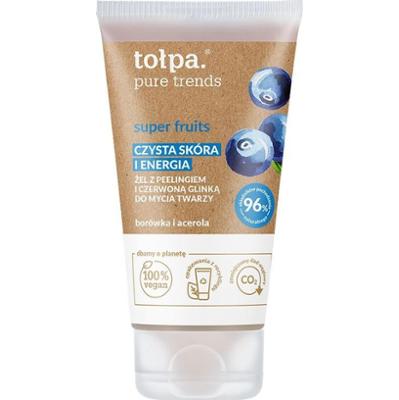 tołpa. super fruits żel z peelingiem i czerwoną glinką do mycia twarzy, 150 ml