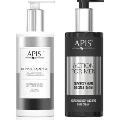 Zestaw męskich kosmetyków Apis: krem do twarzy i ciała + żel oczyszczający