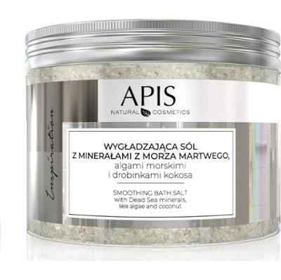 Wygładzająca sól do kąpieli Apis Inspiration z minerałami z Morza Martwego, algami morskimi i drobinkami kokosa 650g