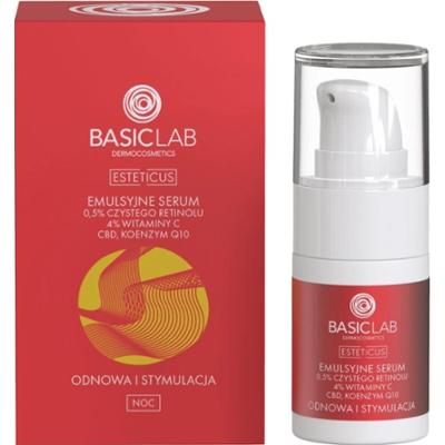 Emulsyjne serum z 0,5% czystego retinolu, 4% witaminy C, CBD i koenzymem Q10 - BasicLab - 15 ml