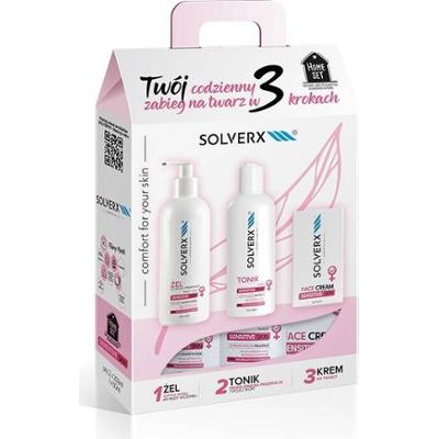 Zestaw kosmetyków do twarzy dla kobiet skóra wrażliwa SOLVERX Sensitive Skin Home SET for Women