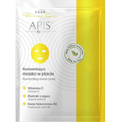 Maska w płacie rozświetlajaca z witaminą C Apis Hyaluron 4D 20 g