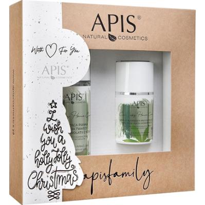 Zestaw Apis CANNABIS Home Care Łagodząca pianka do mycia twarzy i regenerujący krem konopny