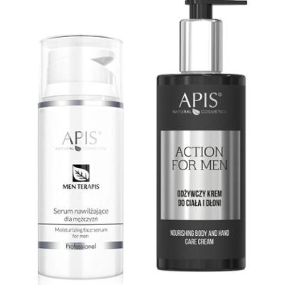 Zestaw kosmetyków dla mężczyzny krem do ciała i serum do twarzy Apis